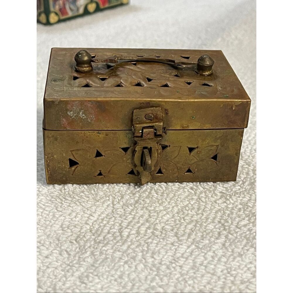 Vintage Enesco small brass cricket box.